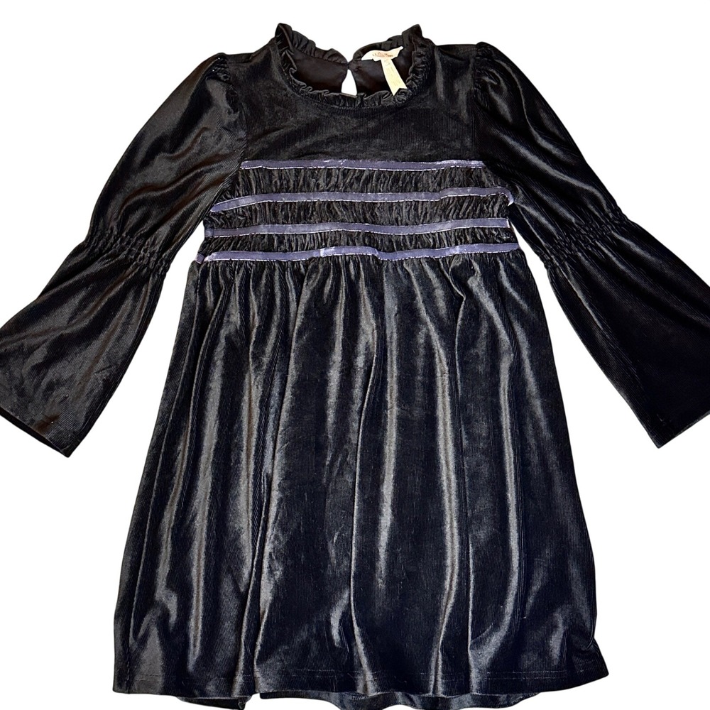 Matilda‎ Jane "Bonnie" Black Velvet Party Dress Ruffle Neck Youth 10